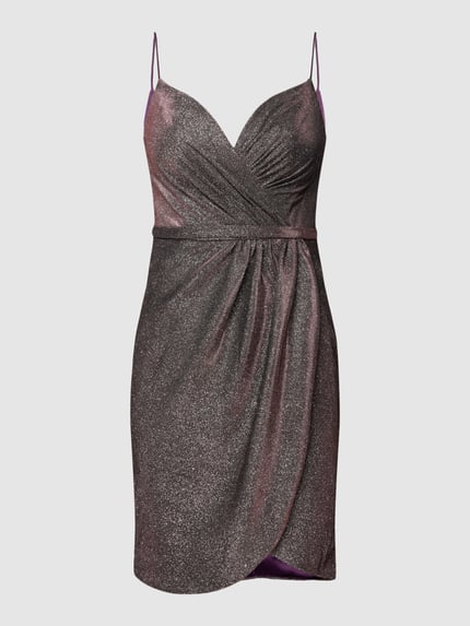 LUXUAR FASHION sukienka koktajlowa w kopertowym stylu Wiśniowy 2