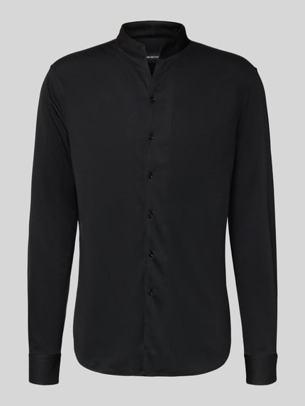 Emporio Armani Slim Fit Freizeithemd mit Stehkragen Black 2