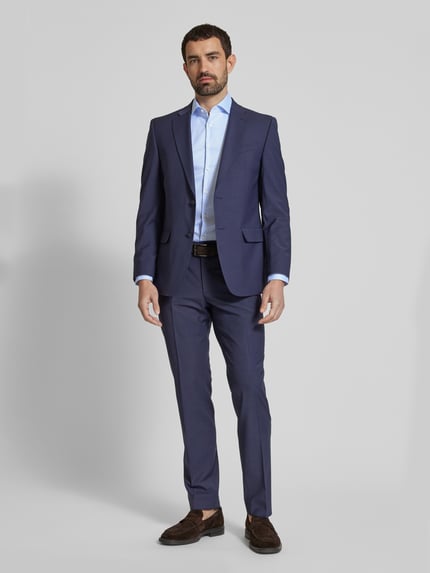 Jake*s Slim fit zakelijk overhemd van twill Lichtblauw - 1