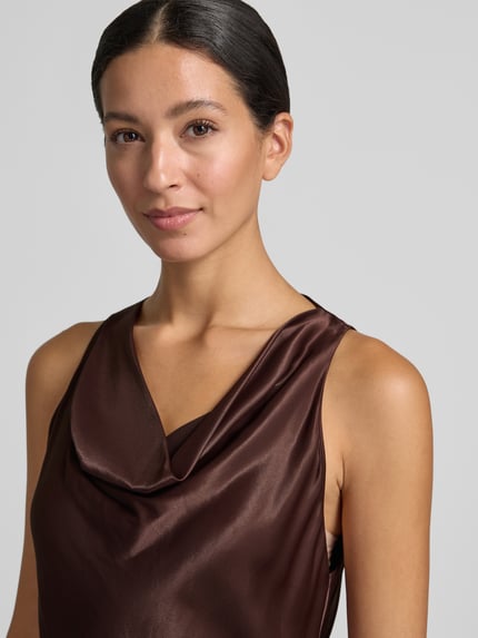 BOSS Blousetop met watervalhals model 'BOUANA' Donkerbruin - 3