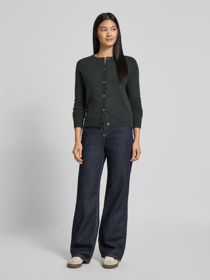 Christian Berg Woman Strickjacke aus Kaschmir mit Rundhalsausschnitt Dunkelgruen 1