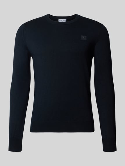 Produktfoto, Regular Fit Sweatshirt aus elastischem Viskose-Mix von Antony Morato in Schwarz, krój regular fit, elastyczne wykończenia, detal z logo, długość tyłu w rozmiarze M 61 cm, długość rękawa w rozmiarze M 65 cm