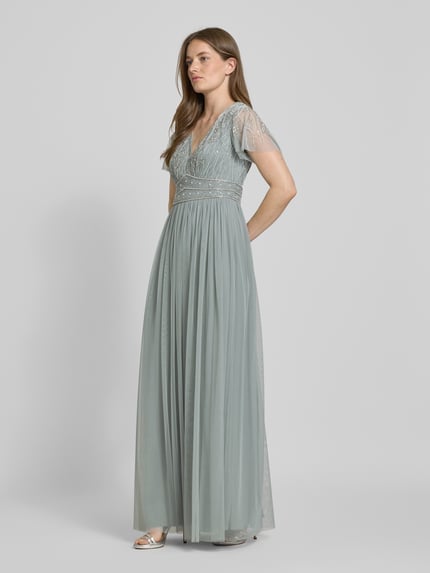Christian Berg Cocktail Abendkleid mit V-Ausschnitt Schilf 1