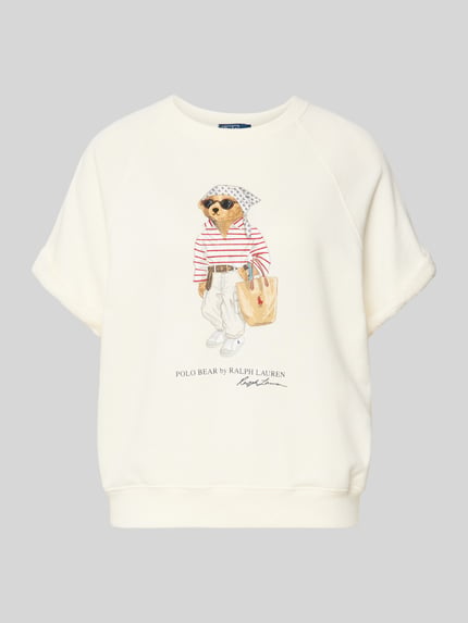Produktfoto, Regular Fit Sweatshirt mit Polo-Bear-Print von Polo Ralph Lauren, Optik: Unifarben, Baumwoll-Mix, Rundhals, Raglanärmel, Sweat
