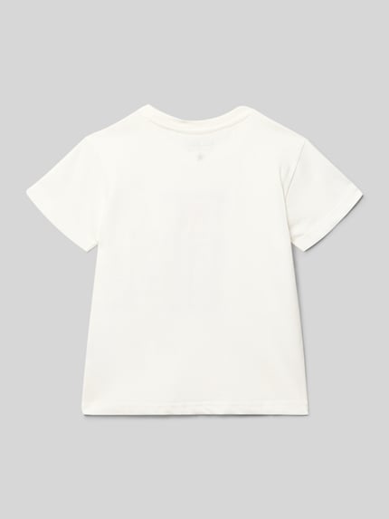 Produktfoto, Kinder T-Shirt mit Motiv-Print von Blue Seven in Weiß, Reine Baumwolle, Regular-Fit, Rundhalsausschnitt, Rückenlänge 39 cm bei Größe 116.