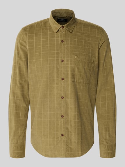 LERROS Regular Fit Freizeithemd aus Cord mit Kentkragen Khaki 2