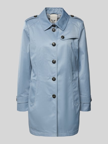 Produktfoto, Trenchcoat mit Ärmelriegeln von Fuchs Schmitt in Hellblau, Umlegekragen, Knopfleiste, Eingrifftaschen, glatte Textur
