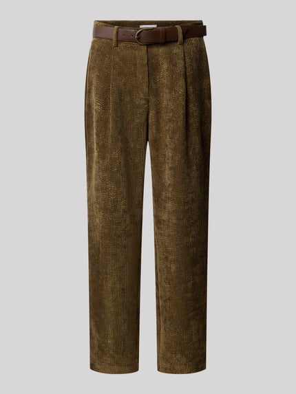 Produktfoto, Straight Fit Stoffhose in Cord-Optik mit Gürtel Modell 'OKTOBER' von MORE & MORE, braune Farbe, strukturierte Oberfläche
