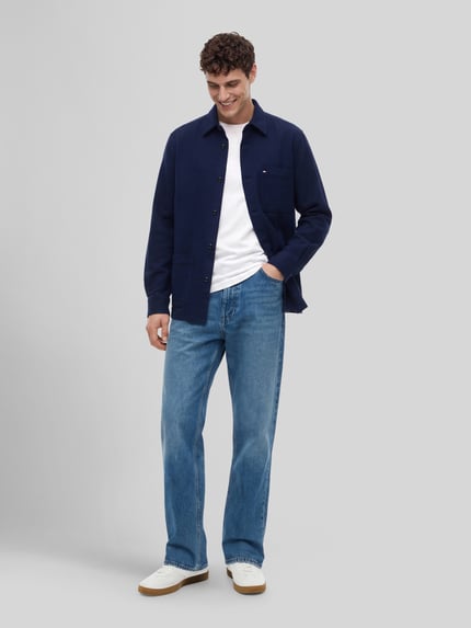 Tommy Hilfiger Regular Fit Overshirt aus Baumwoll-Mix Dunkelblau 1