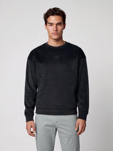 BOSS Green Sweatshirt mit samtiger Oberfläche Black 4