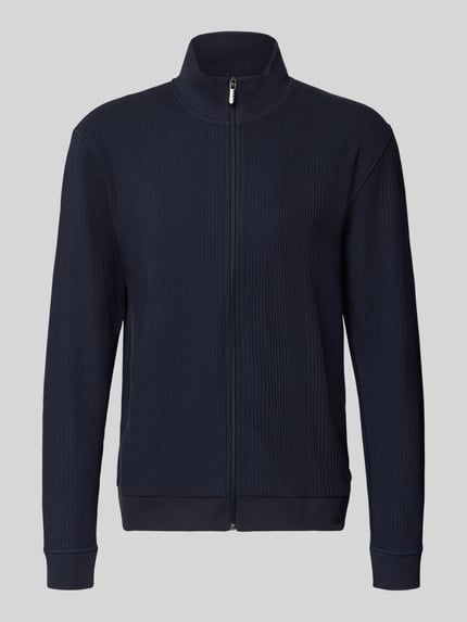 BOSS Regular Fit Sweatjacke aus Baumwoll-Mix Modell 'Structure' Marine 2