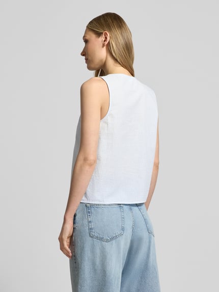 Selected regular fit blousetop van puur katoen model 'HANNAH' Lichtblauw - 5