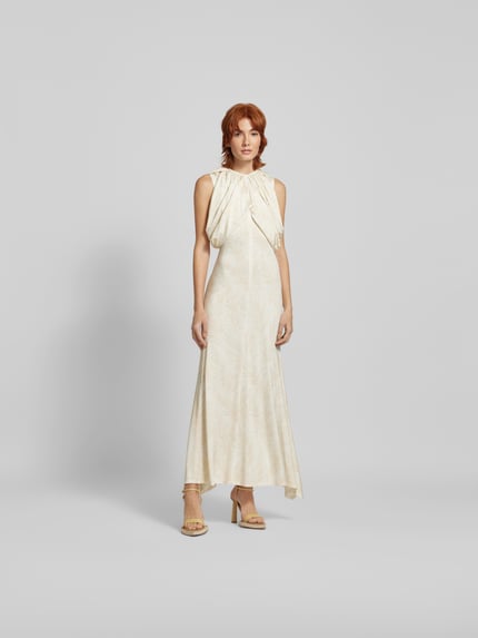 Rabanne Maxi-jurk met rimpelingen Ecru - 1