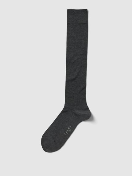 FALKE Kniestrümpfe mit Logo-Stitching Modell 'Tiago' Anthrazit Melange 1