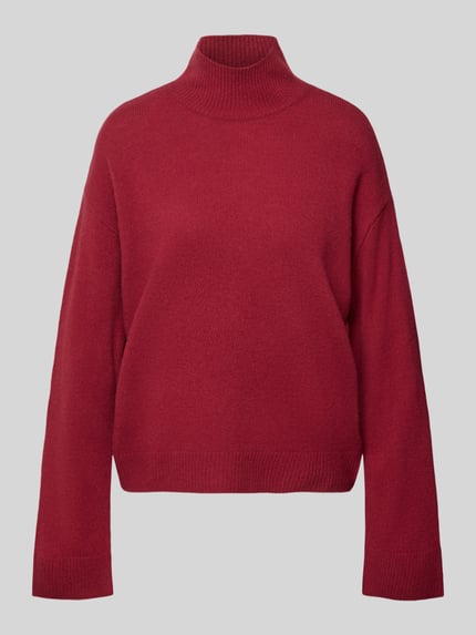 Produktfoto, Strickpullover mit Stehkragen von Christian Berg Woman in Rot, reine Baumwolle, weite Ärmel, Regular Fit, glatte Textur