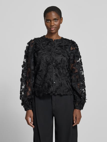 YAS Regular Fit Bluse mit Stitchings Modell 'KARLY' Black 4