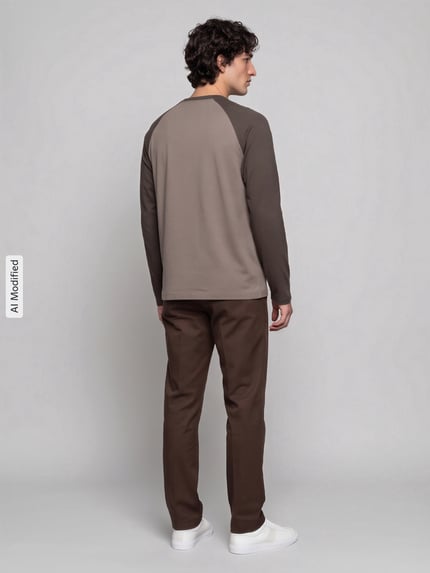 ONLY & SONS Relaxed Fit Longsleeve aus reiner Baumwolle Modell 'HEATON' Hellbraun 5