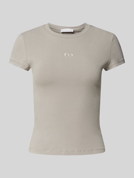 LeGer T-Shirt mit Label-Stitching - LeGer Studio Kollektion Hellgrau 2