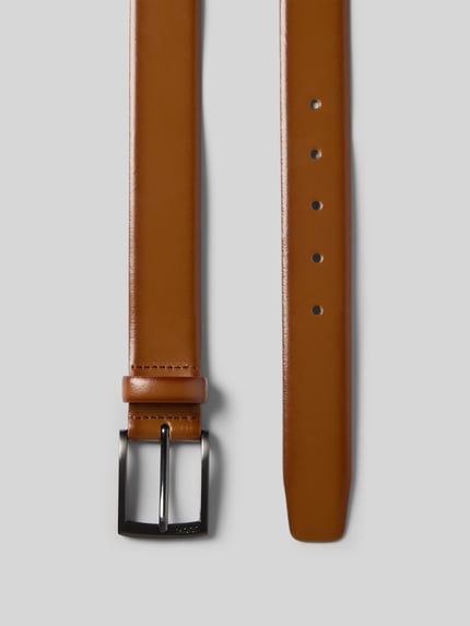 Productfoto, bruin echte leren Gürtel mit Dornschließe van JOOP! Collection, glad oppervlak, klassieke pasvorm, 3 cm breed.