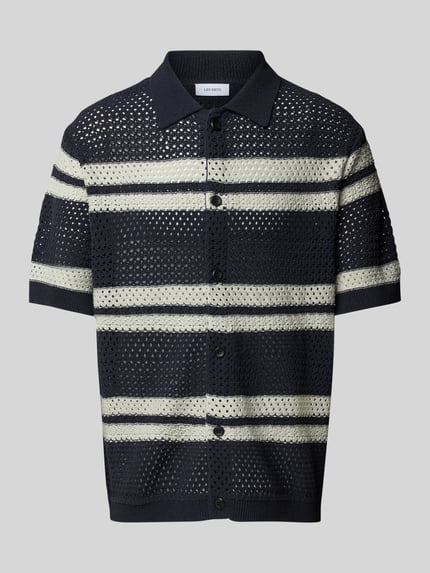 Les Deux Regular Fit Freizeithemd mit Lochmuster Modell 'Gianni' Dunkelblau 2