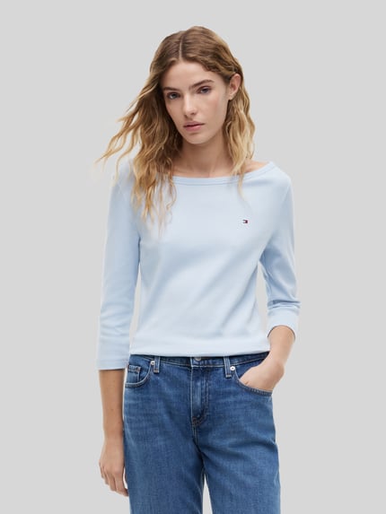 Tommy Hilfiger regular fit 3/4-shirt van puur katoen Lichtblauw - 4