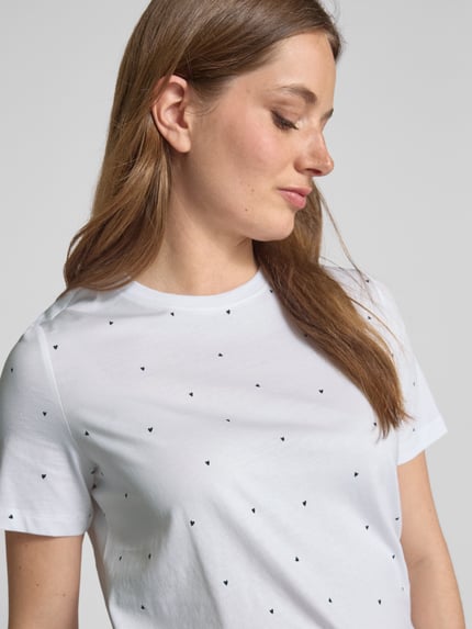 VERO MODA Regular Fit T-Shirt mit Motiv-Stitching Modell 'PAULINA' Weiss 3