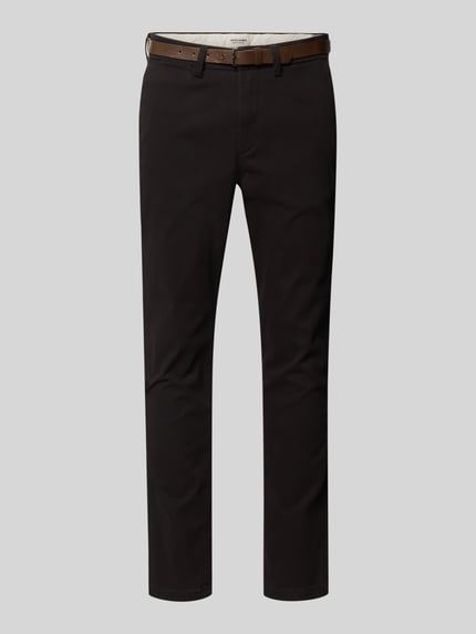 Productfoto, Slim Fit stoffen broek met afneembare riem Model 'Marco' van JACK & JONES, katoenmix, steek- en achterzakken, bandwijdte 43 cm, binnenbeenlengte 74 cm