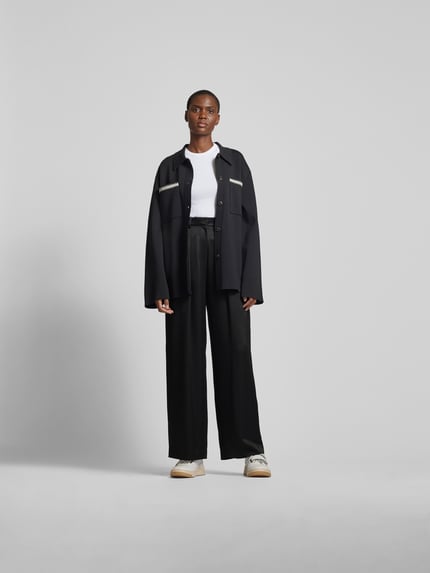 Nanushka Loose fit stoffen broek met keelsplooien Zwart - 1