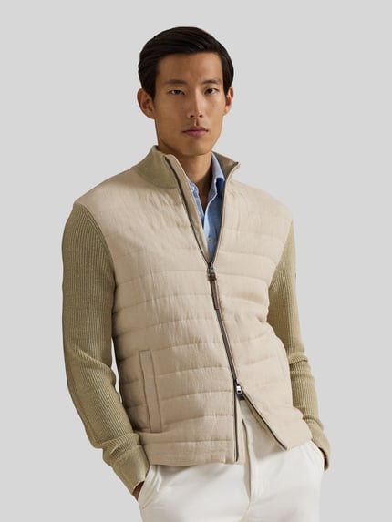 Polo Ralph Lauren Regular Fit Strickjacke aus Material-Mix mit Steppeinsatz Beige 6