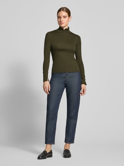 Marc Cain Shirt met lange mouwen met opstaande kraag en sierknopen Kaki - 1