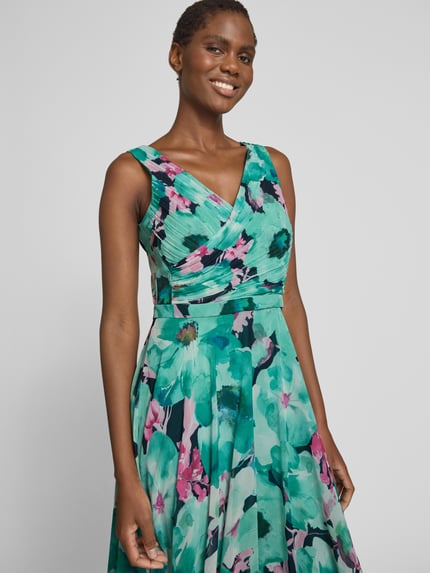Vera Mont Abendkleid mit V-Ausschnitt Dunkelblau 3