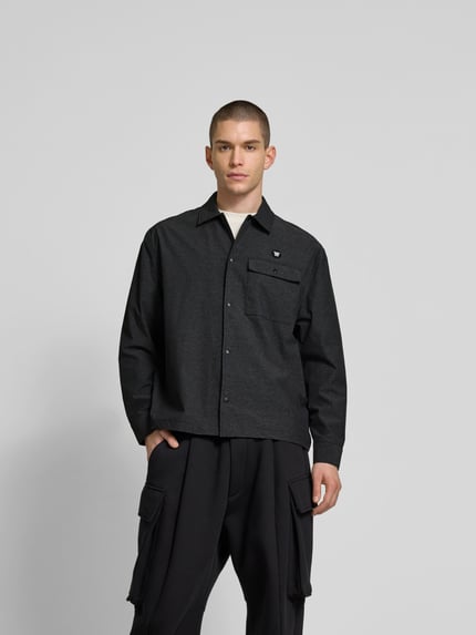 Wood Wood Relaxed Fit Hemdjacke mit Knopfleiste Dunkelgrau 4