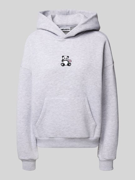REVIEW Oversized hoodie met motiefstitching Lichtgrijs gemêleerd - 2