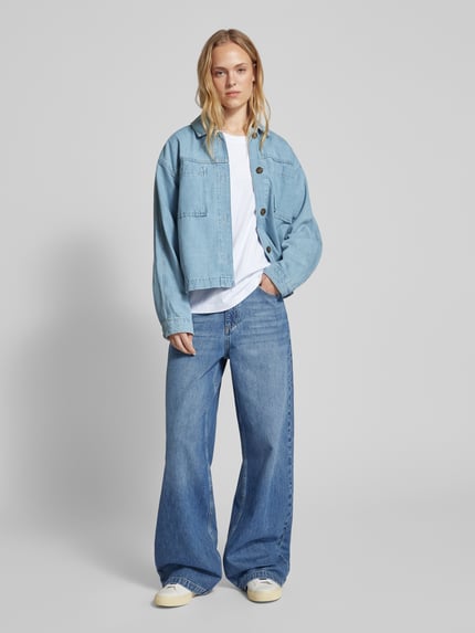 Jake*s Casual Jeansbluse mit aufgesetzten Brusttaschen Hellblau 1