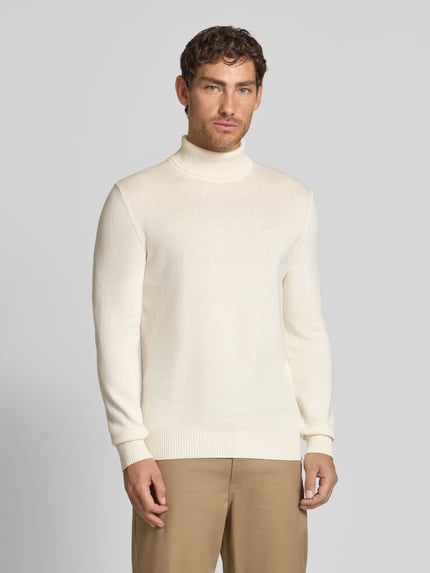 Christian Berg Men Sweter o kroju slim fit z mieszanki bawełny i wełny Złamany biały melanż 4