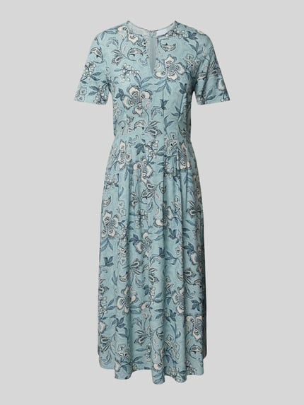 Jake*s Collection Midi-jurk met 1/2-mouwen en druppelvormige hals IJsblauw - 2