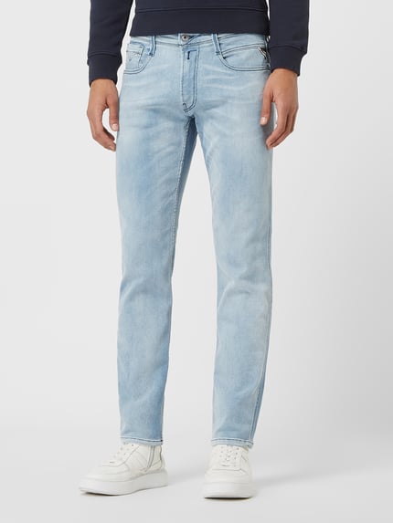 Replay Slim fit jeans met stretch, model 'Anbass' Lichtblauw - 4