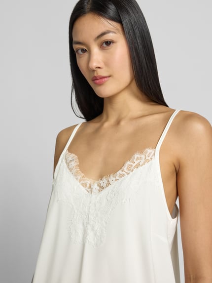 FREE/QUENT Top mit Spitzenbesatz Modell 'BICCO' Weiss 3