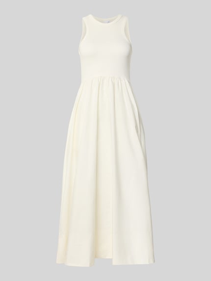 Productfoto, offwhite Midikleid met ronde hals van YAS, katoen-elastaan-mix, A-lijn, model 'MIRI', lengte 125 cm, borstwijdte 37 cm