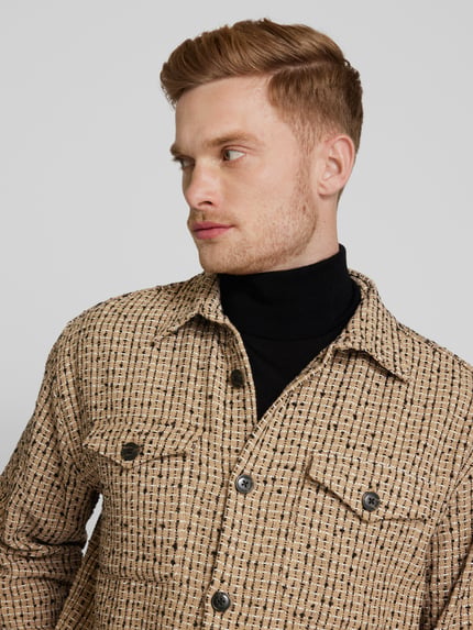 Selected Koszula wierzchnia z fakturowanym wzorem model ‘BOXY-MASONBOUCLE’ Piaskowy 3