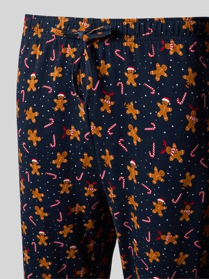 Christian Berg Men Regular Fit Pyjama-Hose im Allover-Look Mittelbraun 2