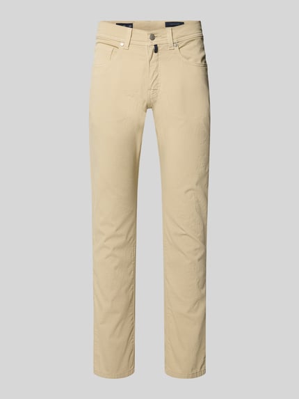 Produktfoto, Regular Fit Hose mit Eingrifftaschen Modell 'Lyon' von Pierre Cardin, bawełna z elastanem, krój regular fit, szerokość w rozmiarze 32/32: 41 cm, długość wewnętrzna nogawki w rozmiarze 32/32: 80 cm, beżowy kolor, gładka tekstura