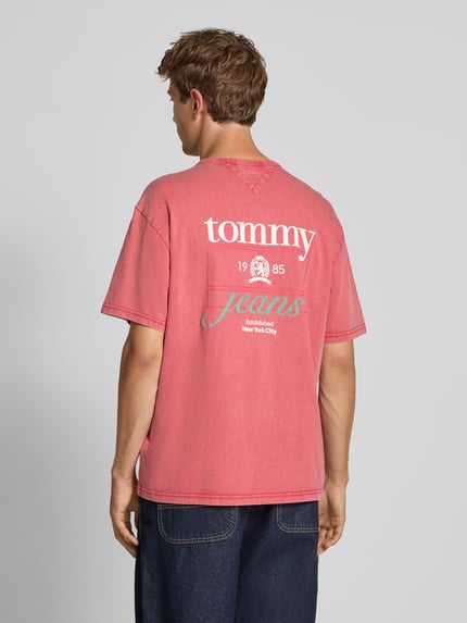 Tommy Jeans Regular fit T-shirt van puur katoen Felroze - 5