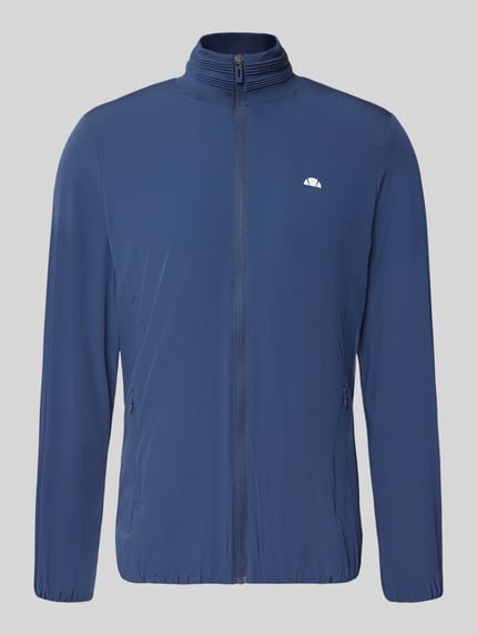 Produktfoto, Sweatjacke mit Logo-Print Modell 'CANDORA' von Ellesse, mieszanka materiałów z dodatkiem streczu, prosty krój, stójka, zamek błyskawiczny, nadruk z logo, kieszenie zapinane na zamek błyskawiczny, elastyczne wykończenia, długość tyłu w rozmiarze M: 73 cm, długość rękawów w rozmiarze M: 69 cm, kolor niebieski, gładka tekstura.