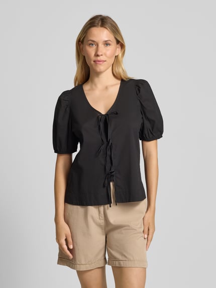 s.Oliver RED LABEL Regular fit katoenen blouse met V-hals BLACK - 4
