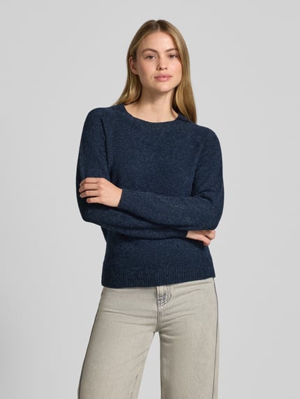 VERO MODA Regular Fit Pullover mit Rippbündchen Modell 'DOFFY' Marine Melange 4