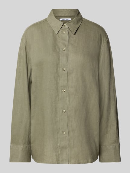 Regular Fit Leinenbluse mit Knopfleiste Modell 'SANOT' Shop The Look MANNEQUINE