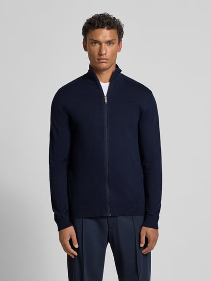 Selected Regular fit gebreid jack van puur katoen, model 'BERG' Donkerblauw - 4