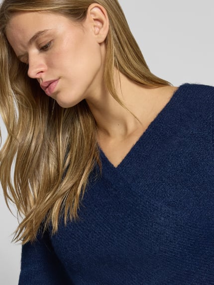 ONLY Sweter o kroju regular fit w stylu kopertowym model 'ONLMAGGIE' Granatowy melanż 3