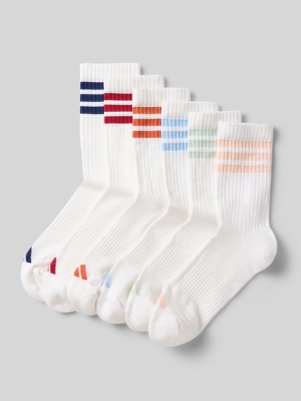 Produktfoto, Socken mit Logo im 6er-Pack von adidas Sportswear aus Baumwoll-Mix mit Stretch-Anteil, Kontraststreifen, körpernahe Passform.